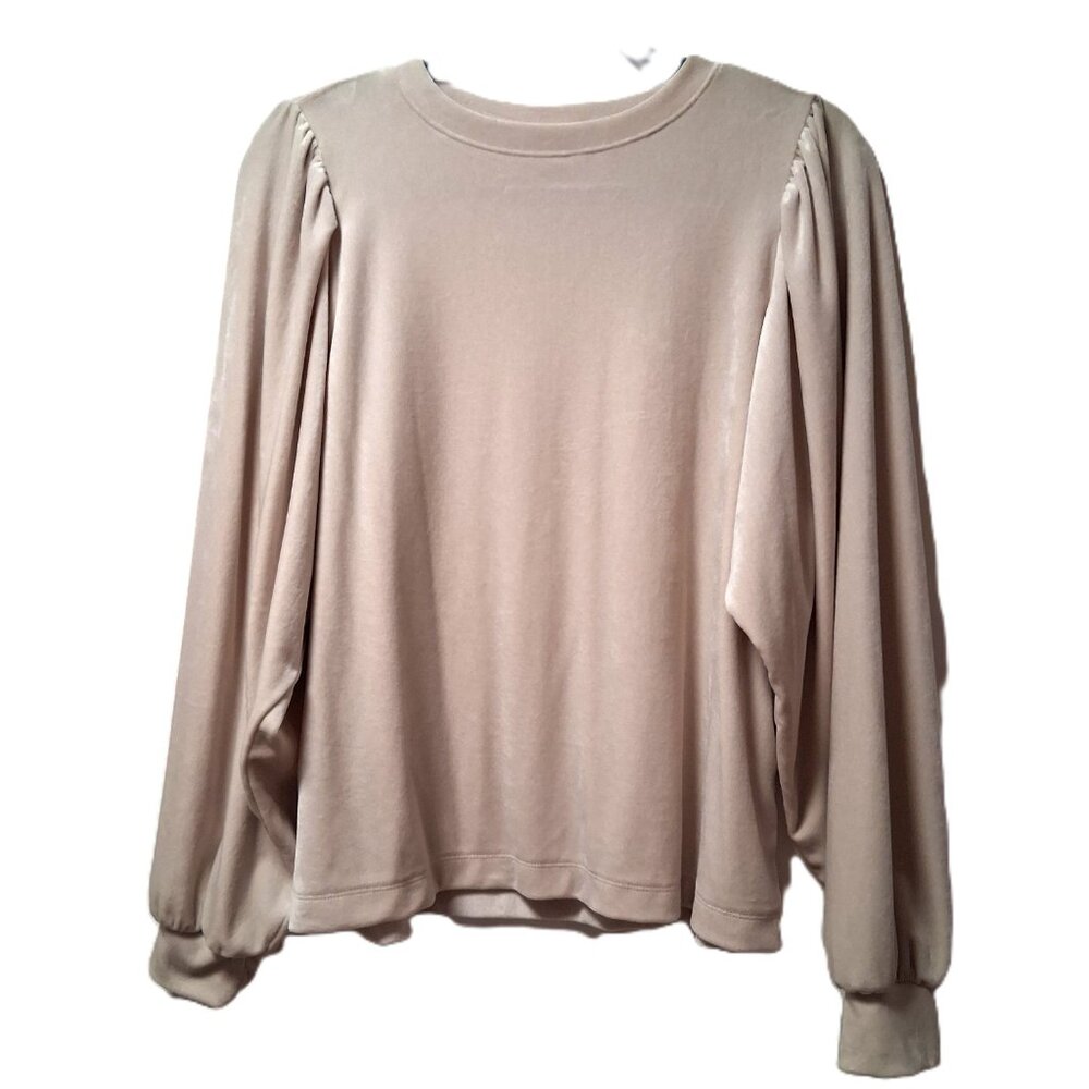 LOFT velour cream color top blouse size medium  /B9